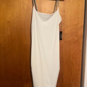 Forever 21 White sculp Dress with Chain Straps bridal